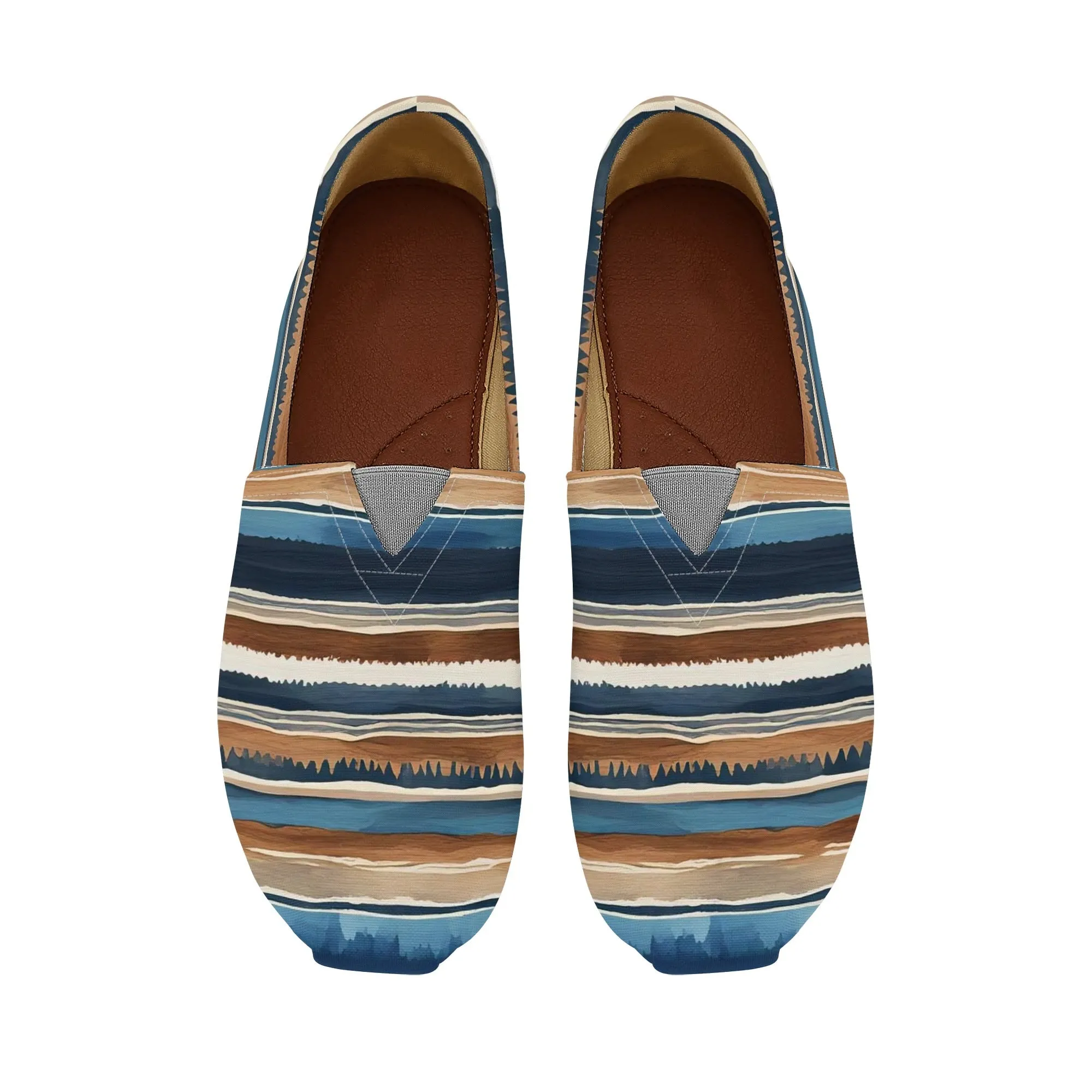 Blue Southwestern Striped Womens Casual Slip On Shoes
