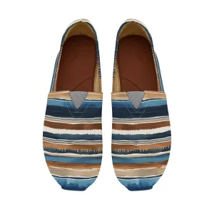 Blue Southwestern Striped Womens Casual Slip On Shoes