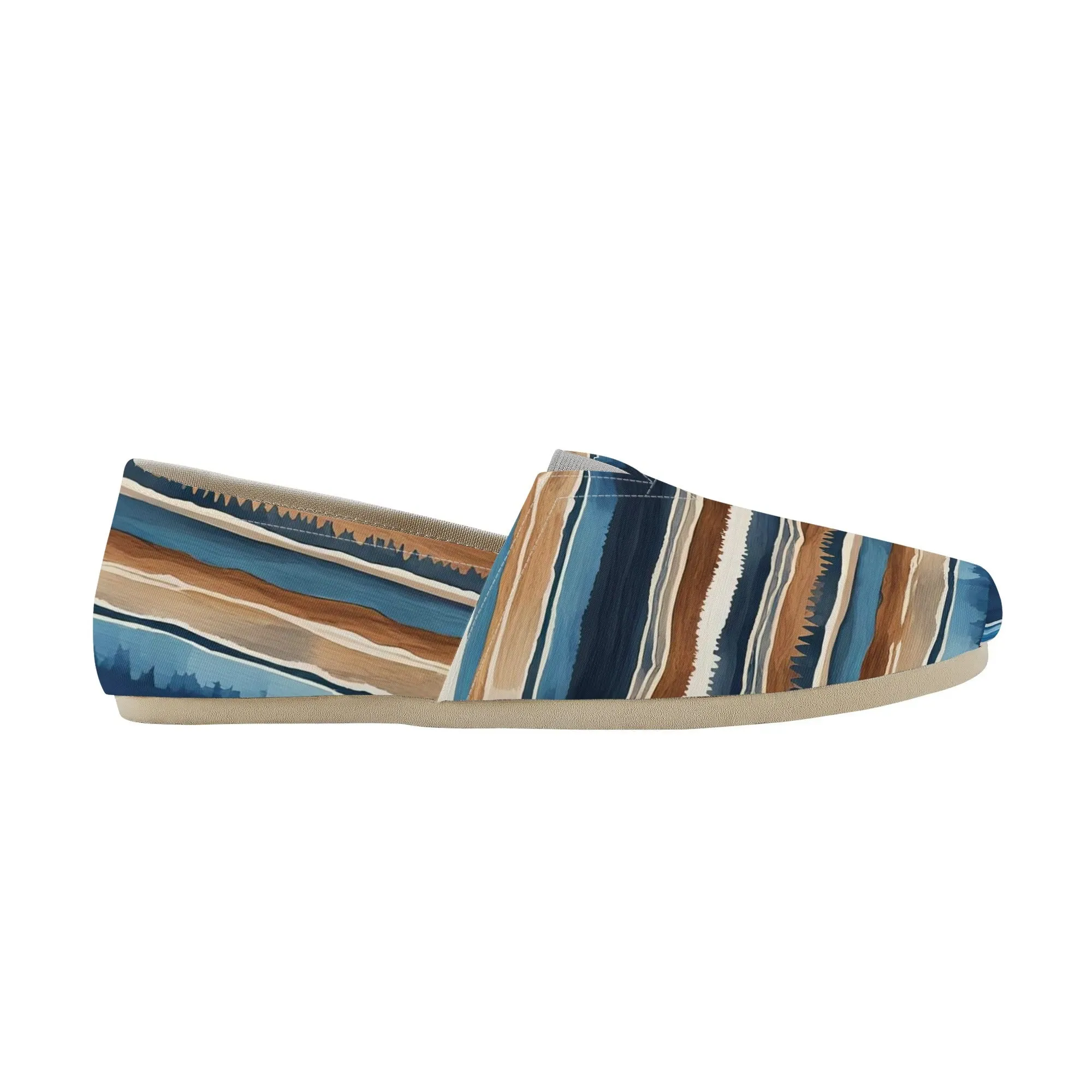 Blue Southwestern Striped Womens Casual Slip On Shoes