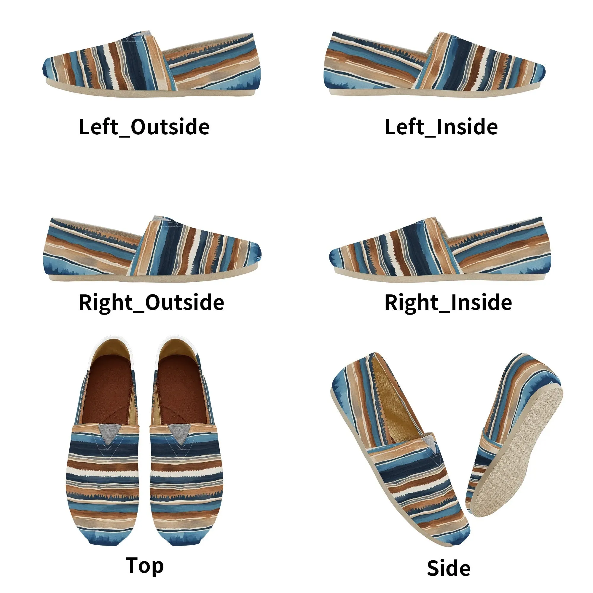 Blue Southwestern Striped Womens Casual Slip On Shoes