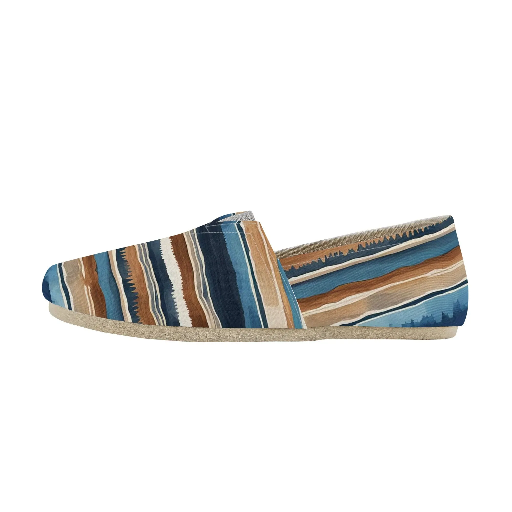 Blue Southwestern Striped Womens Casual Slip On Shoes
