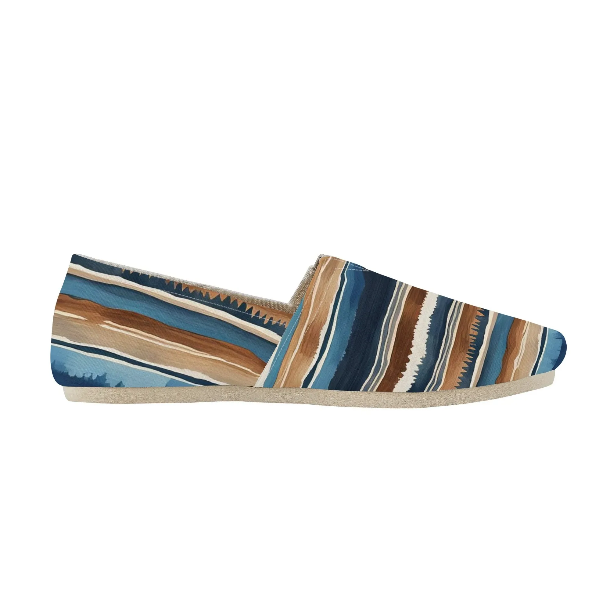 Blue Southwestern Striped Womens Casual Slip On Shoes