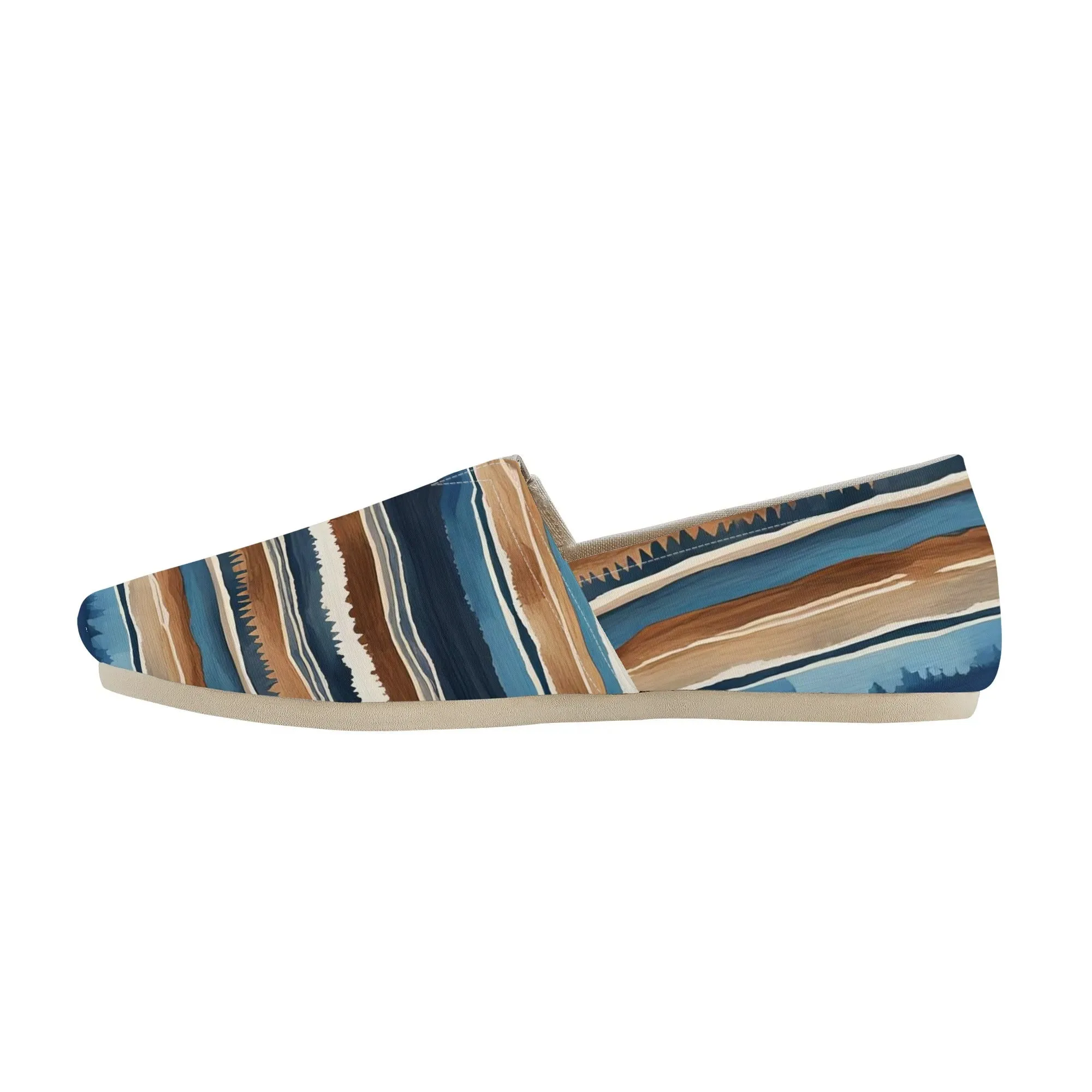 Blue Southwestern Striped Womens Casual Slip On Shoes