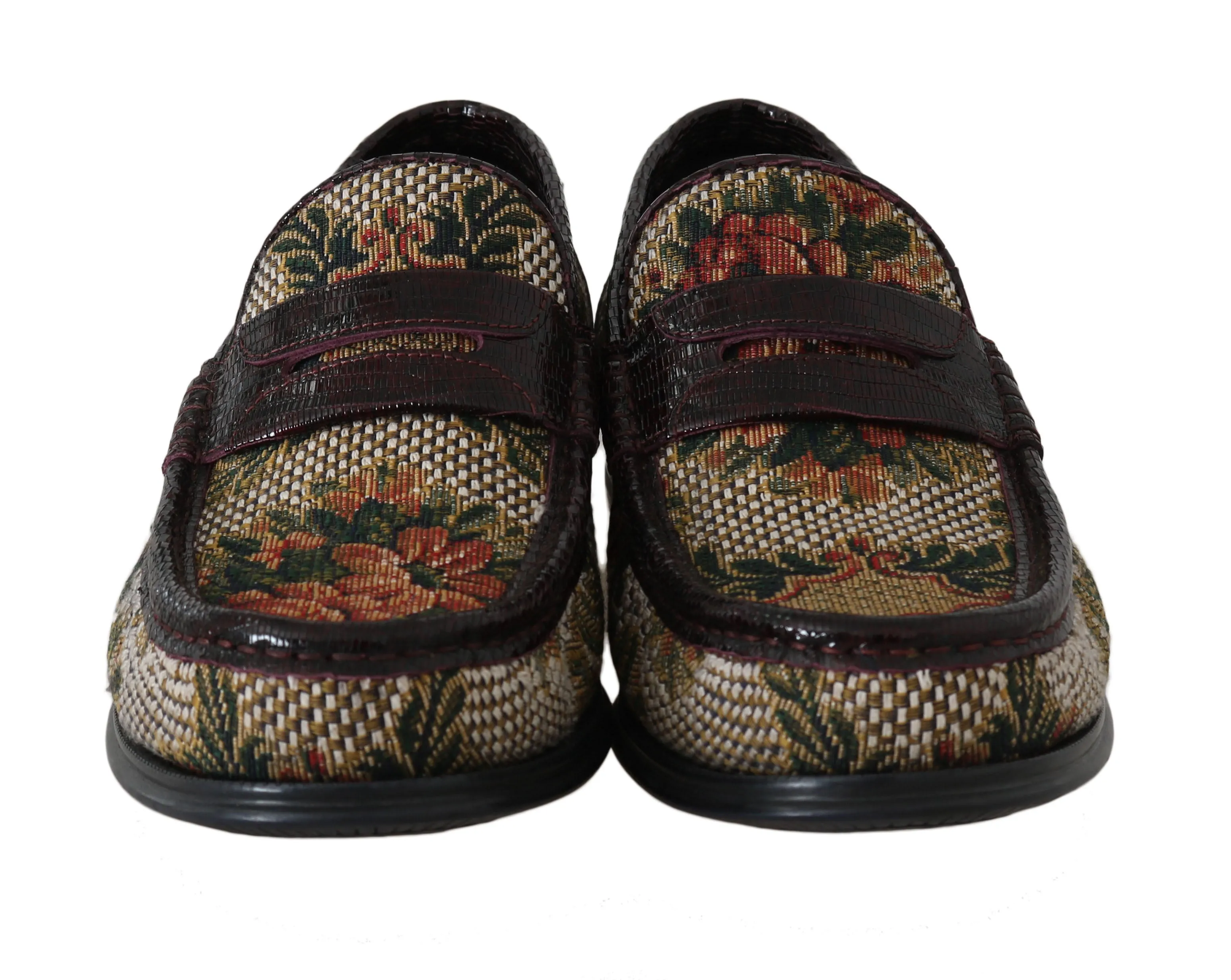 Bordeaux Leather Brocade Moccasins Shoes