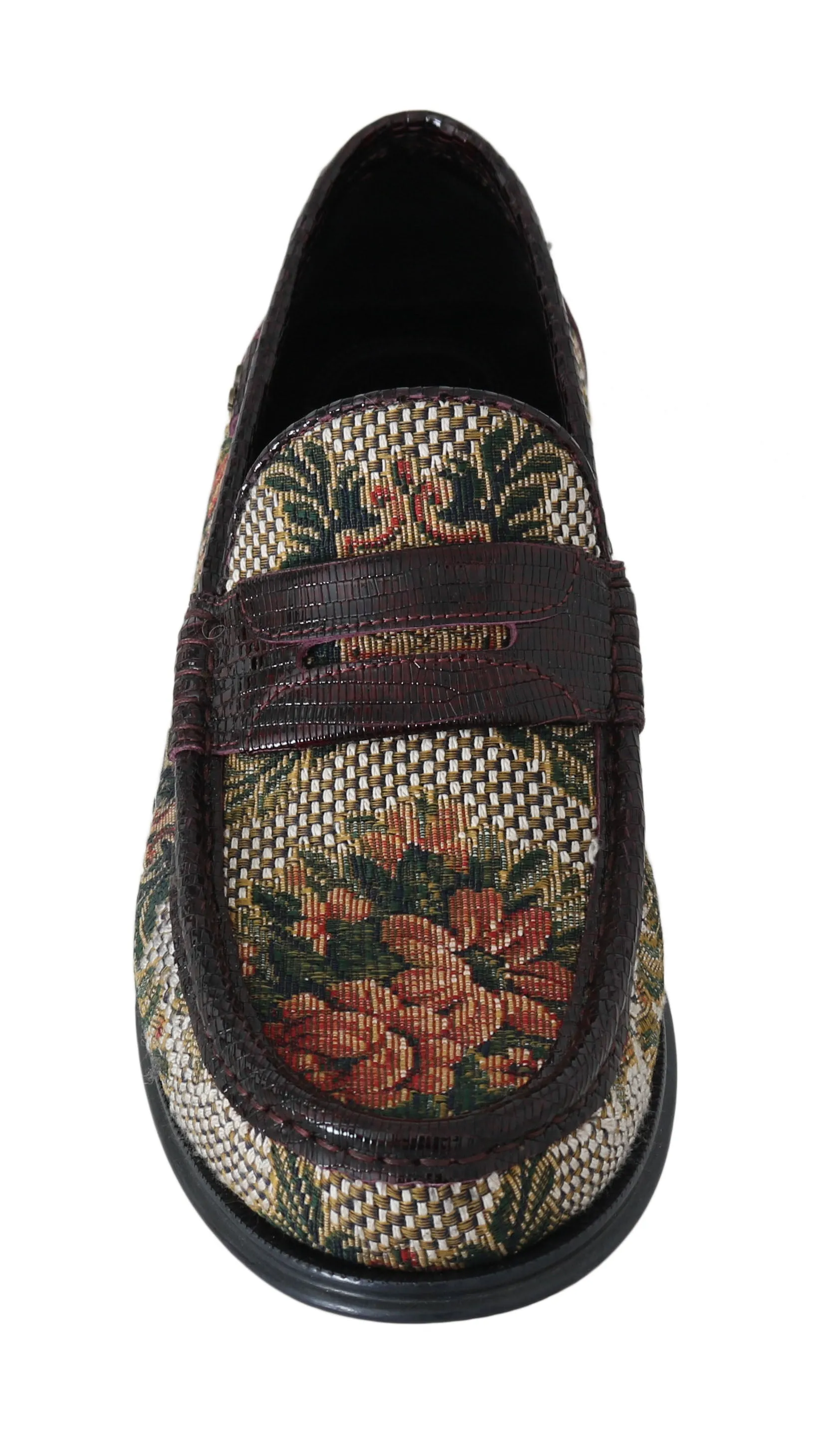 Bordeaux Leather Brocade Moccasins Shoes