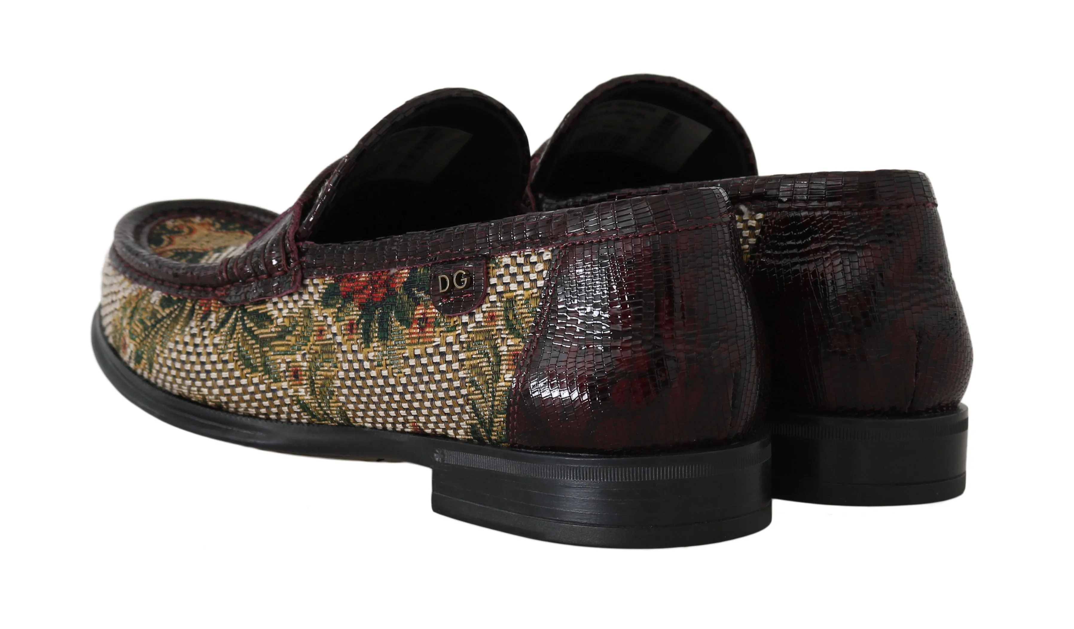 Bordeaux Leather Brocade Moccasins Shoes