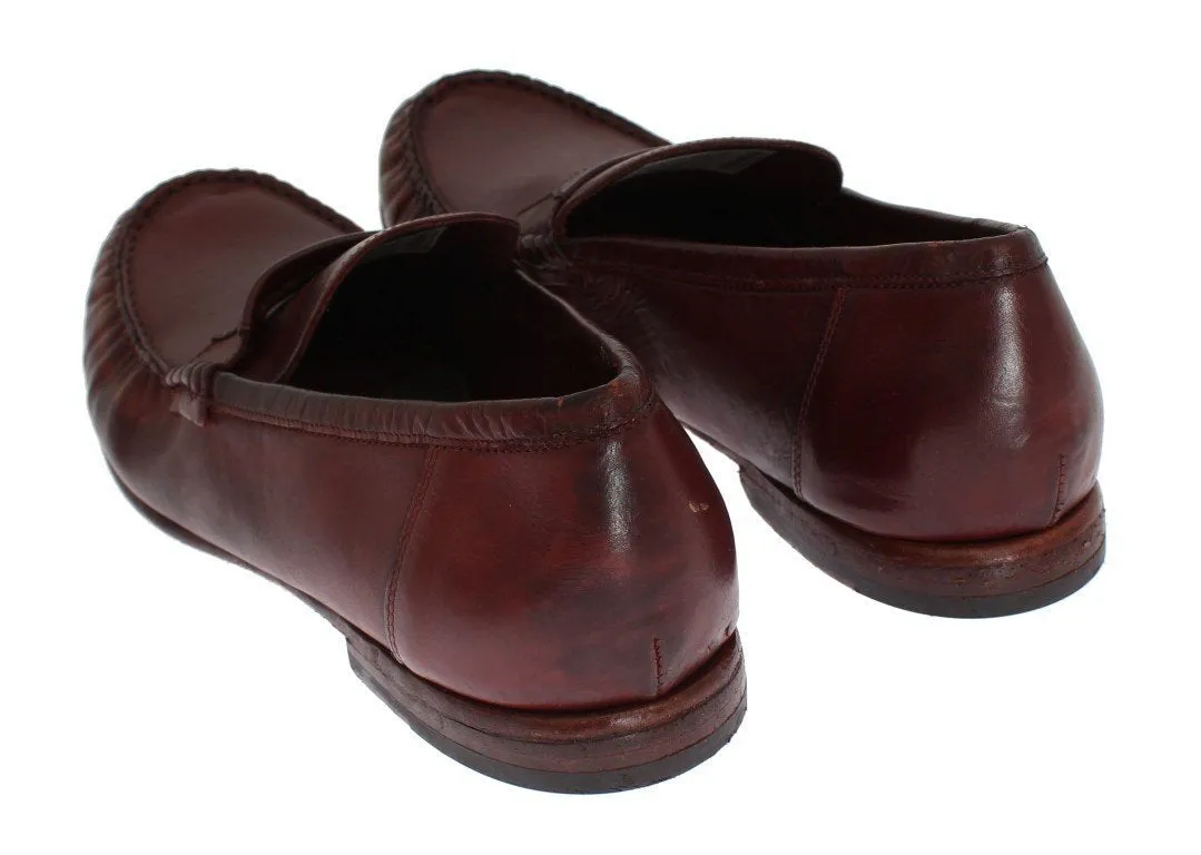 Bordeaux Leather Loafers Shoes