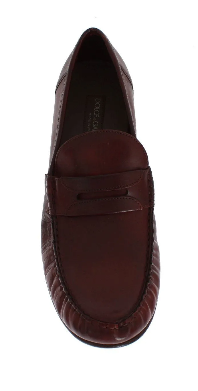 Bordeaux Leather Loafers Shoes