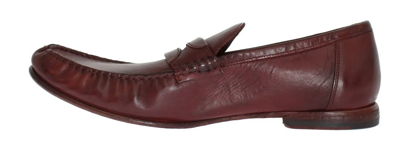 Bordeaux Leather Loafers Shoes