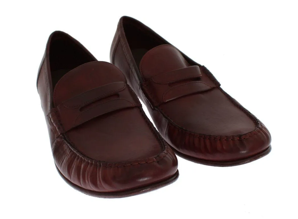 Bordeaux Leather Loafers Shoes