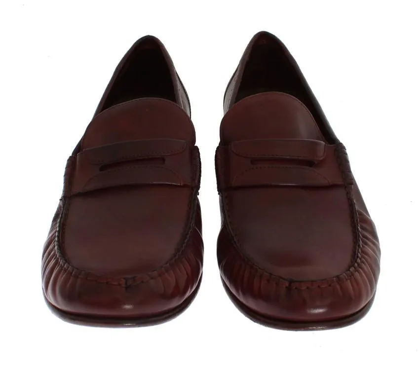 Bordeaux Leather Loafers Shoes