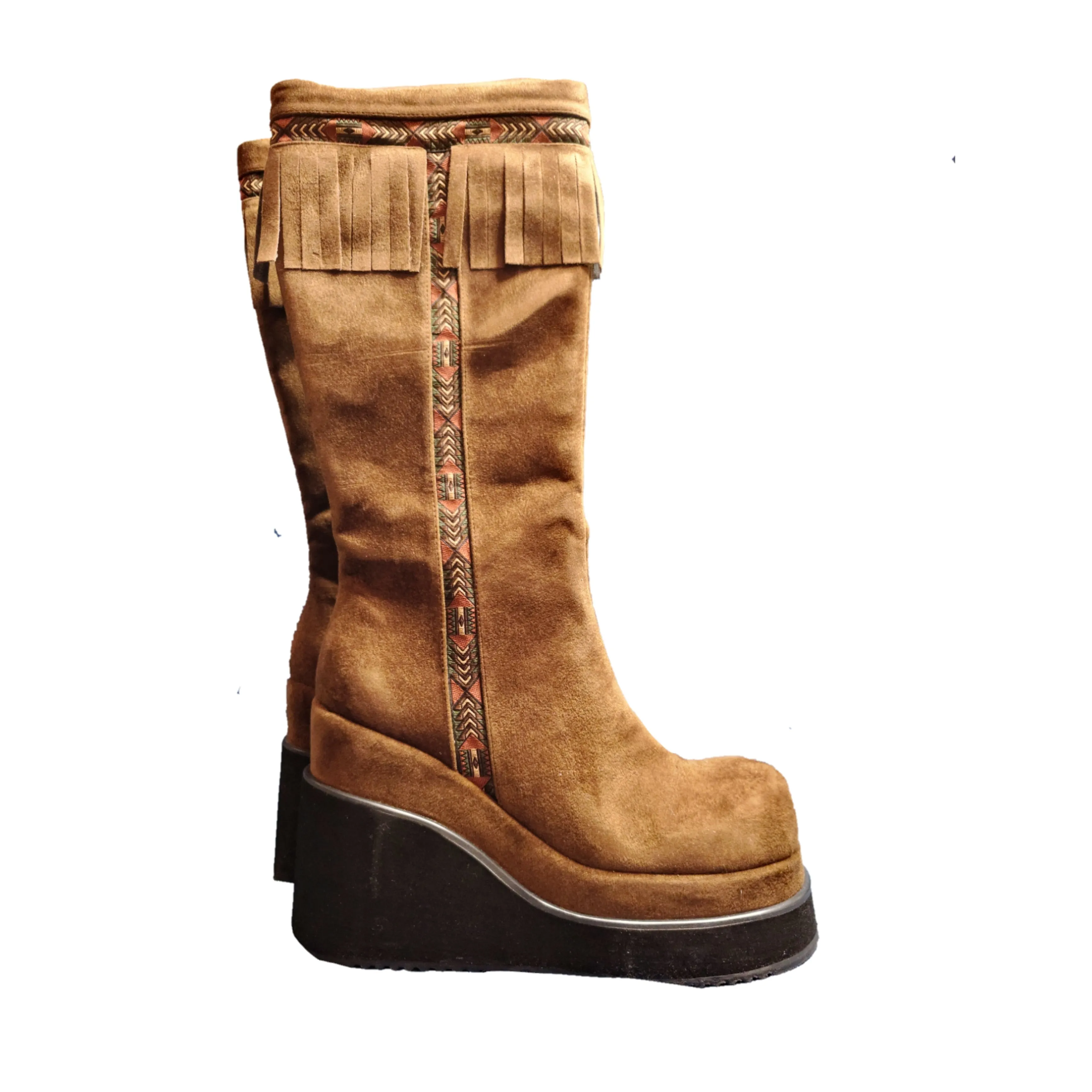 Bottes vintage à plateformes à franges