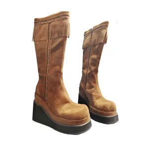 Bottes vintage à plateformes à franges