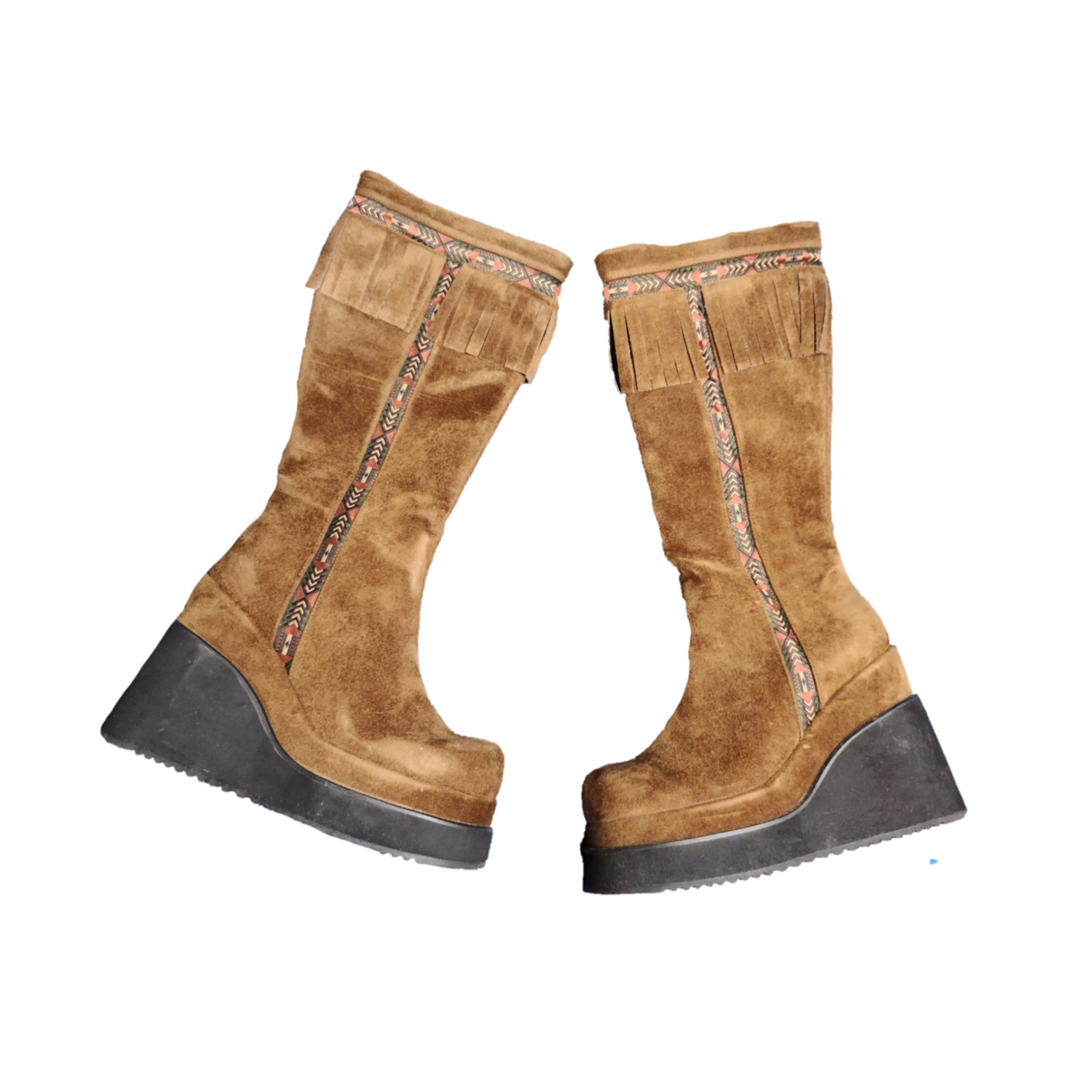 Bottes vintage à plateformes à franges
