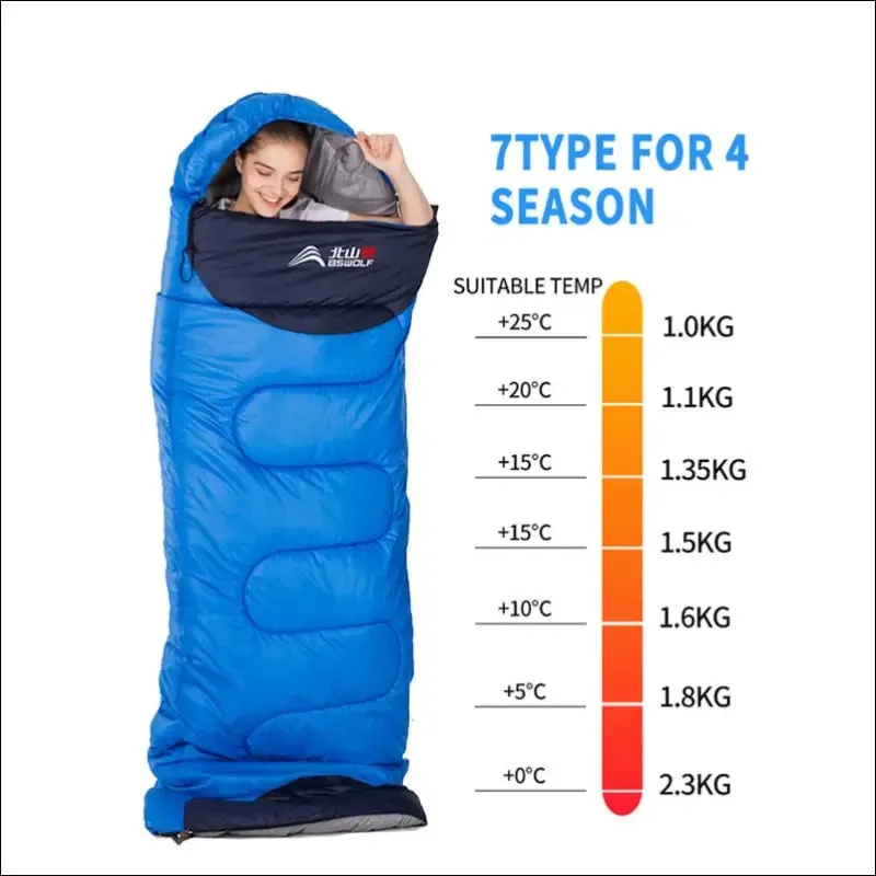Bswolf ultralight waterproof 4 season envelope sleeping bag for camping
