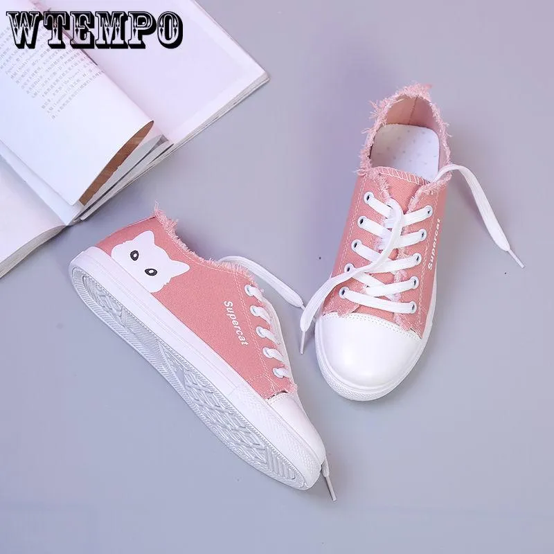 Canvas Shoes Casual Students Wild Thick Small White Kitty Shoes