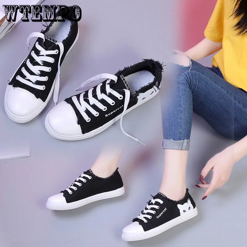 Canvas Shoes Casual Students Wild Thick Small White Kitty Shoes