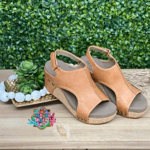 Carley Wedges - Cognac Smooth