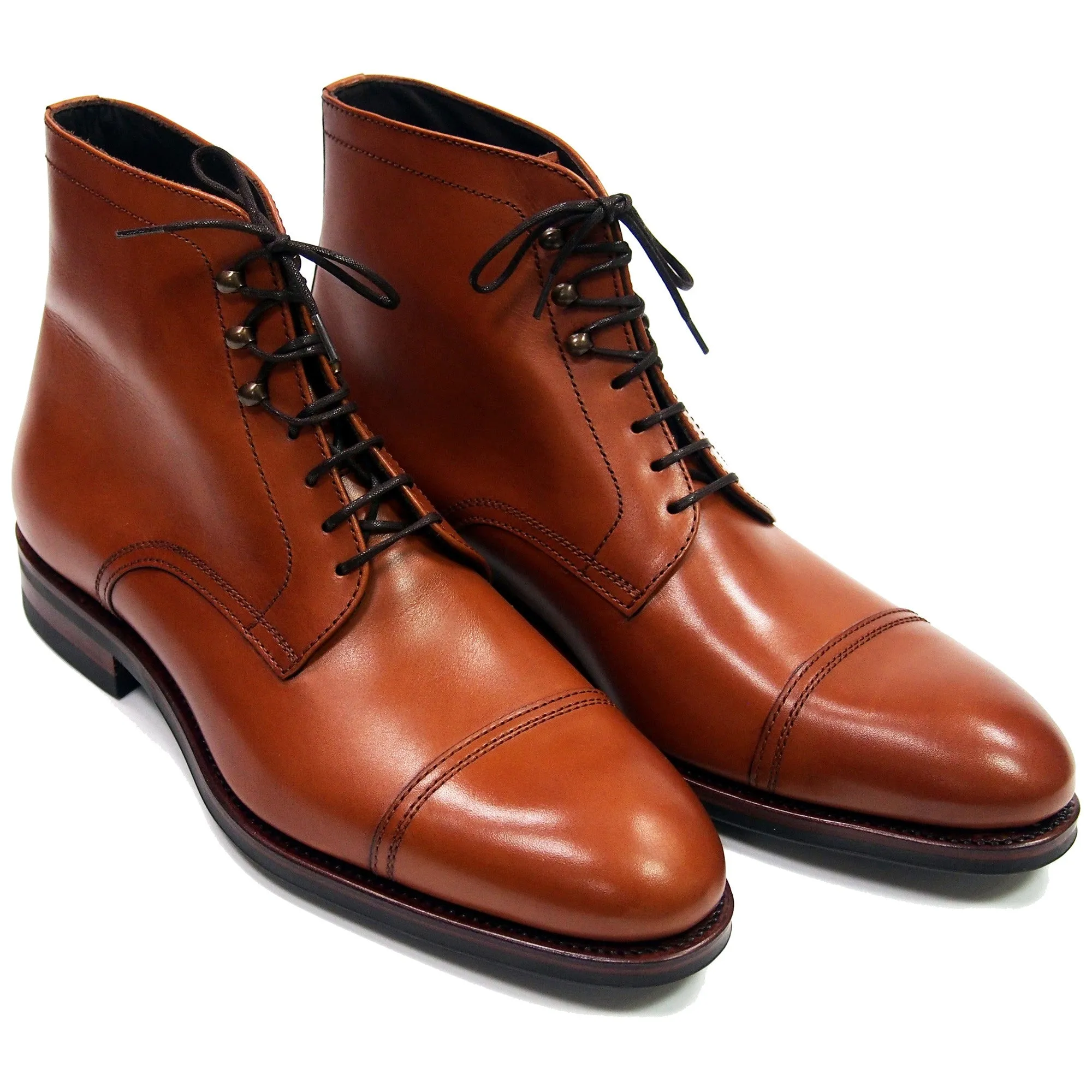 Carmina Shoemaker Jumper Boots - Cognac Calfskin - Made in Spain