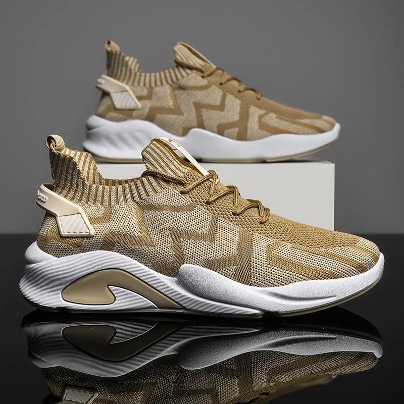 Casual All-match Running Shoes Flying Woven Breathable Student Shoes Men's Mesh Low-top Sneakers