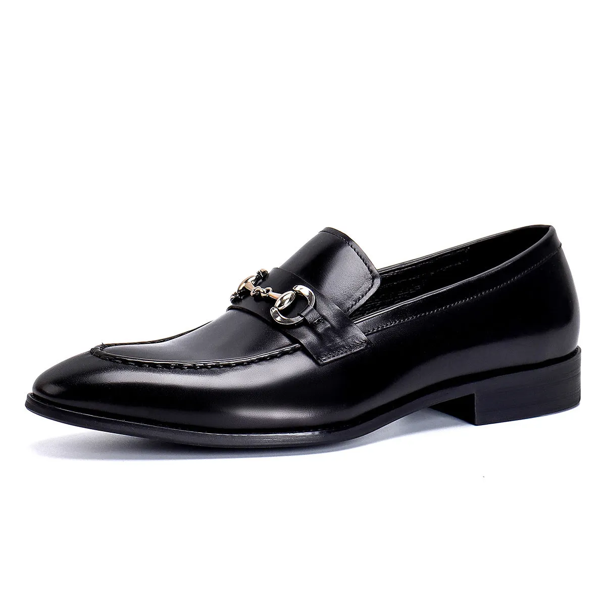 Casual Leather Shoes Men's Business Casual Shoes Men's Genuine Leather Pointed Loafers Handmade British Men's Shoes89253