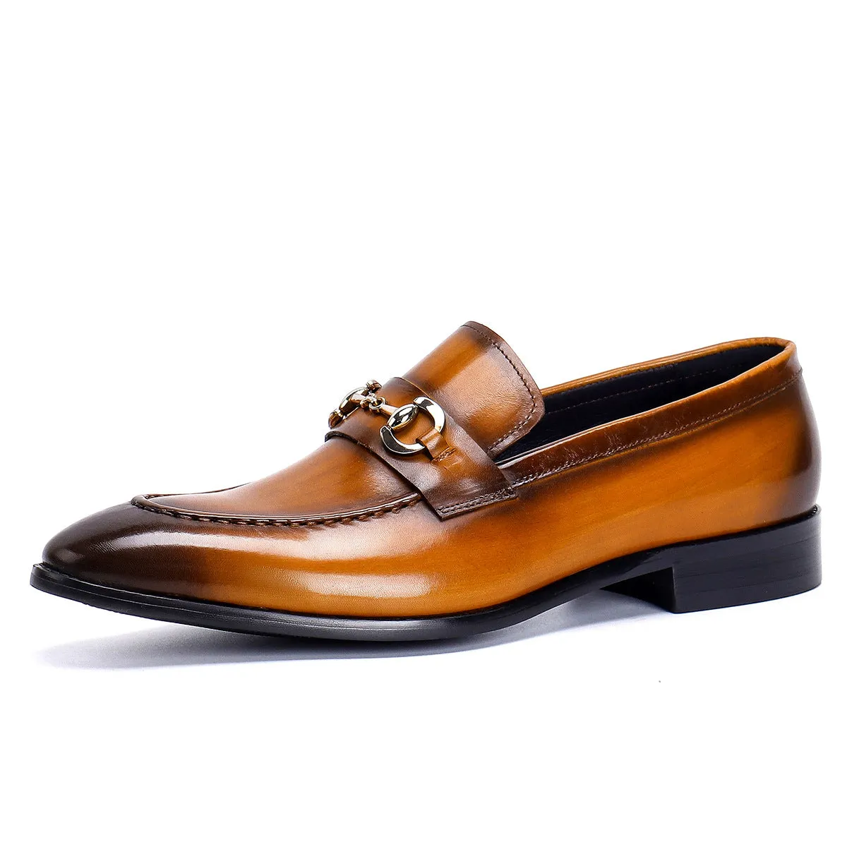 Casual Leather Shoes Men's Business Casual Shoes Men's Genuine Leather Pointed Loafers Handmade British Men's Shoes89253