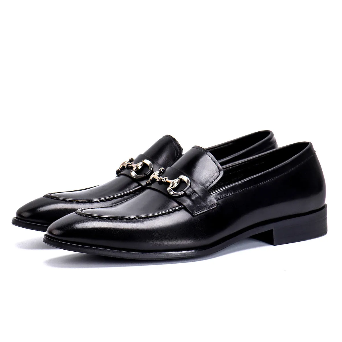 Casual Leather Shoes Men's Business Casual Shoes Men's Genuine Leather Pointed Loafers Handmade British Men's Shoes89253