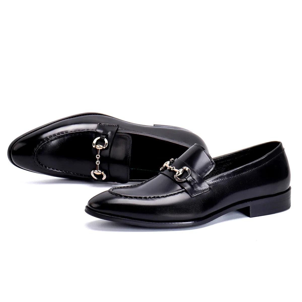 Casual Leather Shoes Men's Business Casual Shoes Men's Genuine Leather Pointed Loafers Handmade British Men's Shoes89253