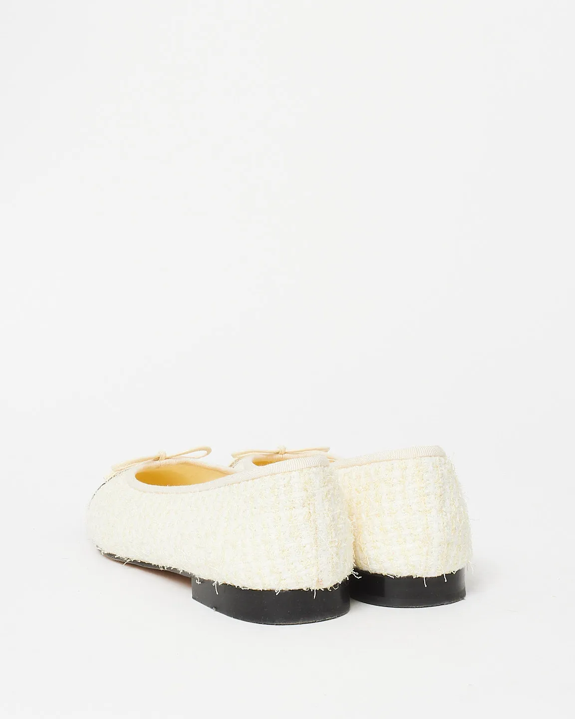 Chanel Light Yellow Tweed Ballet Flats - 41