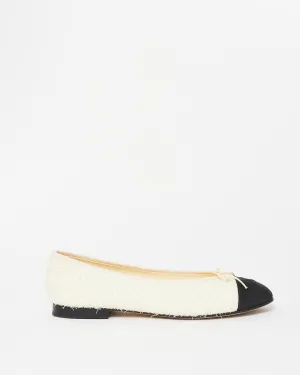 Chanel Light Yellow Tweed Ballet Flats - 41
