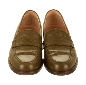 Chanel Olive Logo Loafers