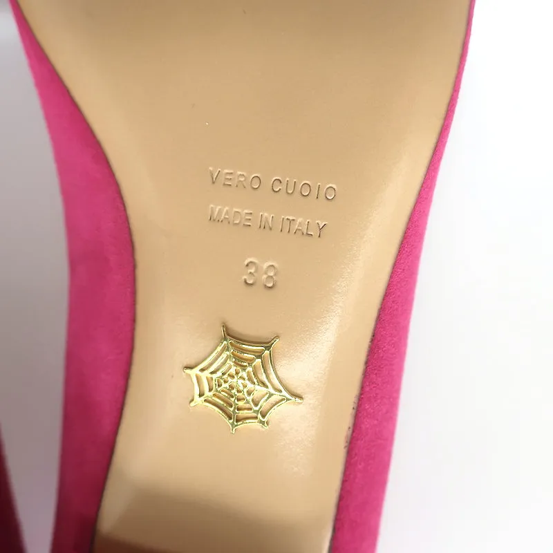 Charlotte Olympia Kitty Ballet Flats Fuchsia Suede Size 38 NEW
