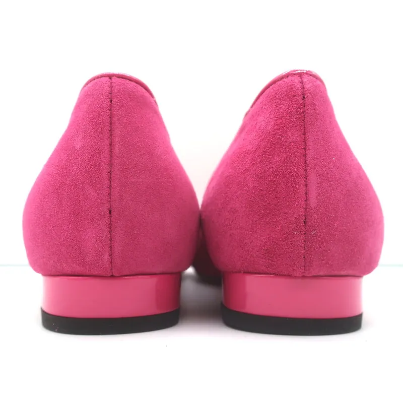 Charlotte Olympia Kitty Ballet Flats Fuchsia Suede Size 38 NEW