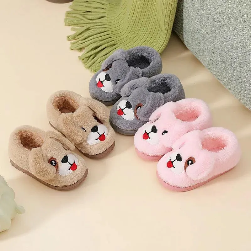 Children's Cotton Slippers Winter Cute Kids Home Shoes Non-slip Thermal Cotton Slippers