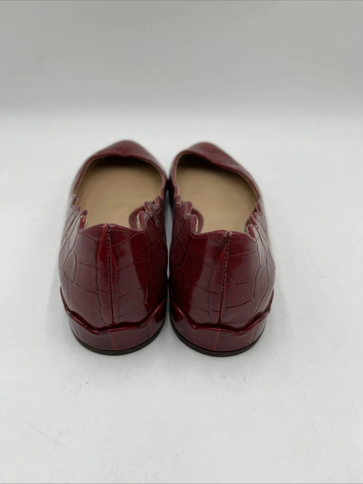 Chloé LAURENA Red Croc Print Emboss Leather Pointed Toe Ballerina Flats Size 36 - Very Good