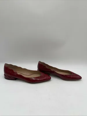 Chloé LAURENA Red Croc Print Emboss Leather Pointed Toe Ballerina Flats Size 36 - Very Good