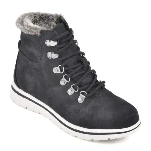 CLIFFS BY WHITE MOUNTAIN Shoes Hallett Women's Casual Hiker Style Bootie, Black/Fabric, 6.5 M