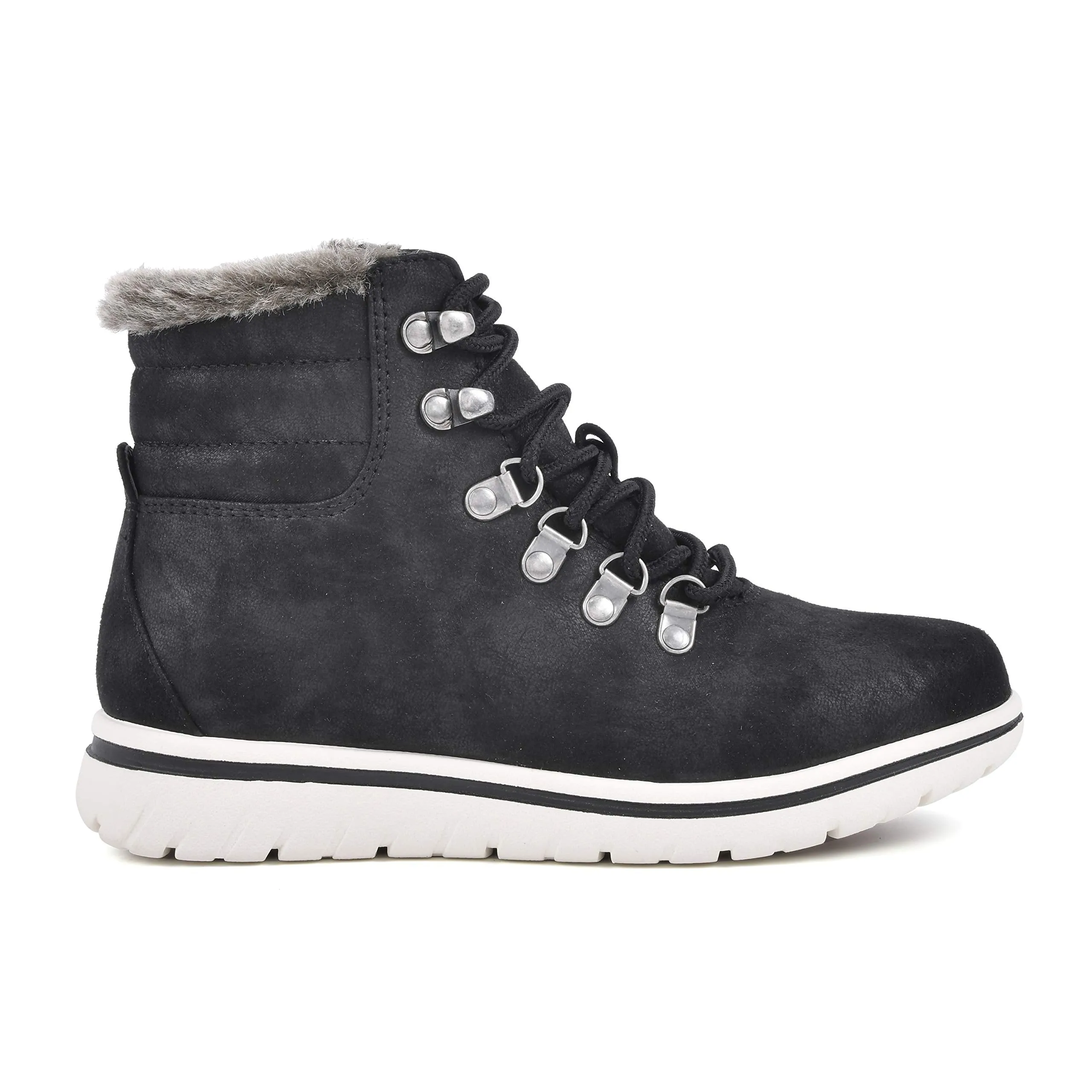 CLIFFS BY WHITE MOUNTAIN Shoes Hallett Women's Casual Hiker Style Bootie, Black/Fabric, 6.5 M