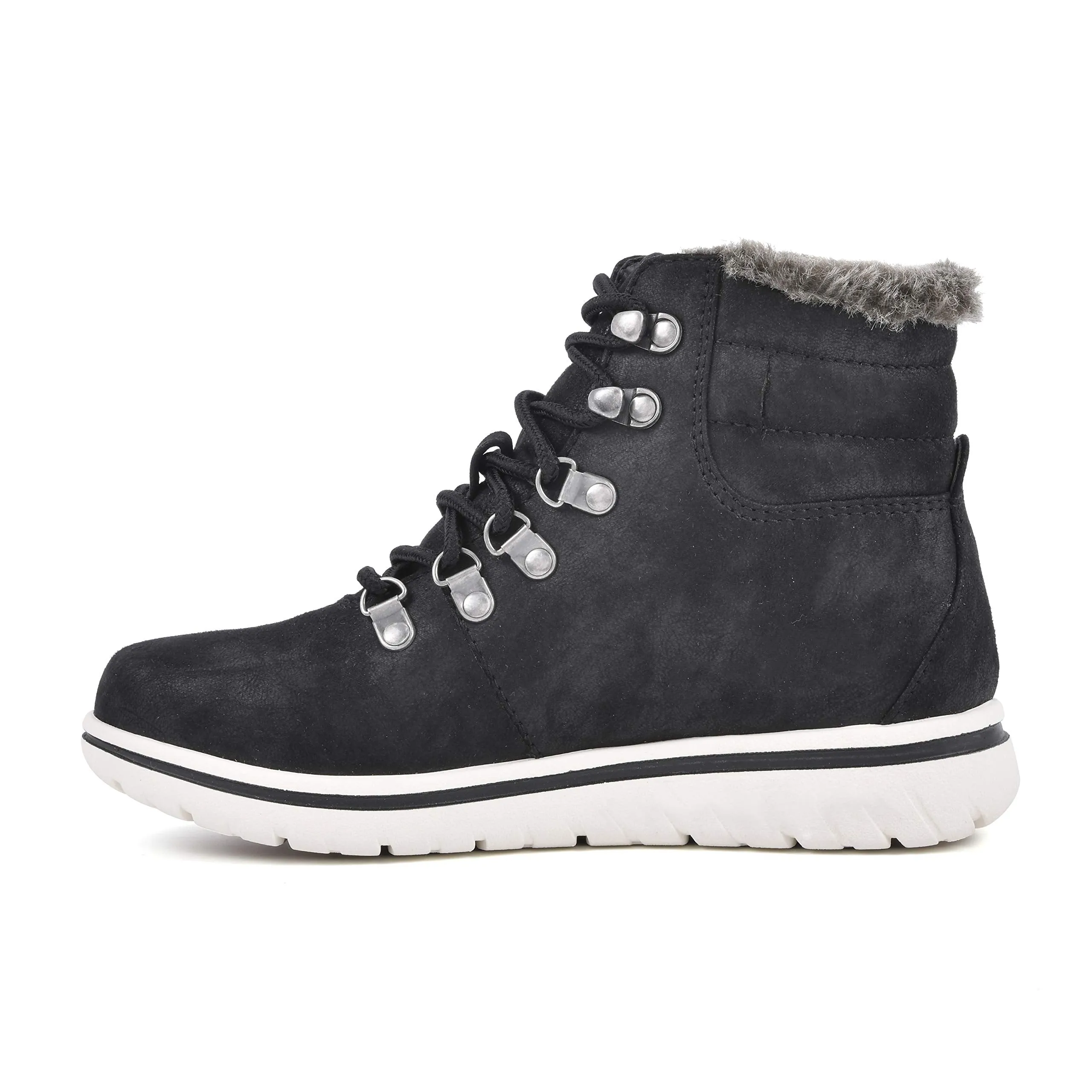 CLIFFS BY WHITE MOUNTAIN Shoes Hallett Women's Casual Hiker Style Bootie, Black/Fabric, 6.5 M