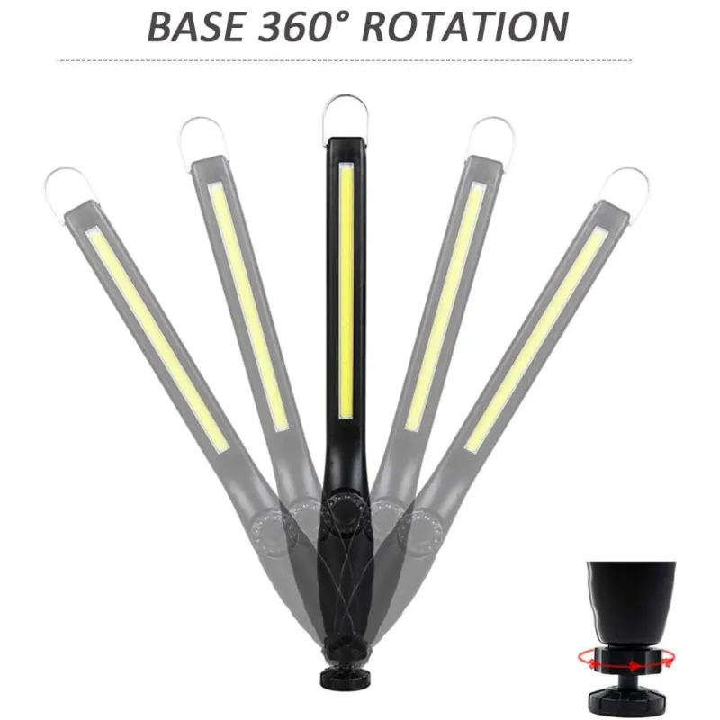 COB Tent Lamp LED Portable Lantern Work Light Rechargeable USB Lamp with Rotary Switch & Swivel Magnetic Base
