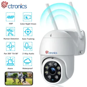 Ctronics 5MP WiFi Camera Outdoor PTZ 360 Security IP Camera Human Detection Auto Tracking CCTV 4MP 1080P Night Vision 2-way Talk
