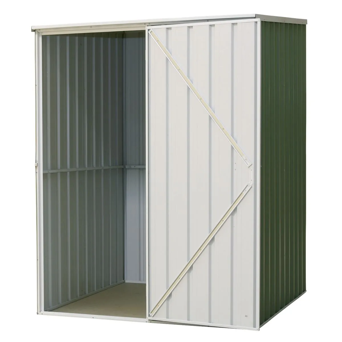 Dellonda Galvanised Steel Metal Garden/Outdoor/Storage Shed, 5FT x 5FT, Pent Style Roof – Green