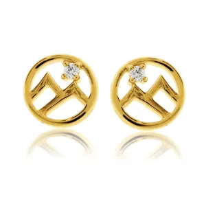 Diamond Mountain Circle Stud Earrings