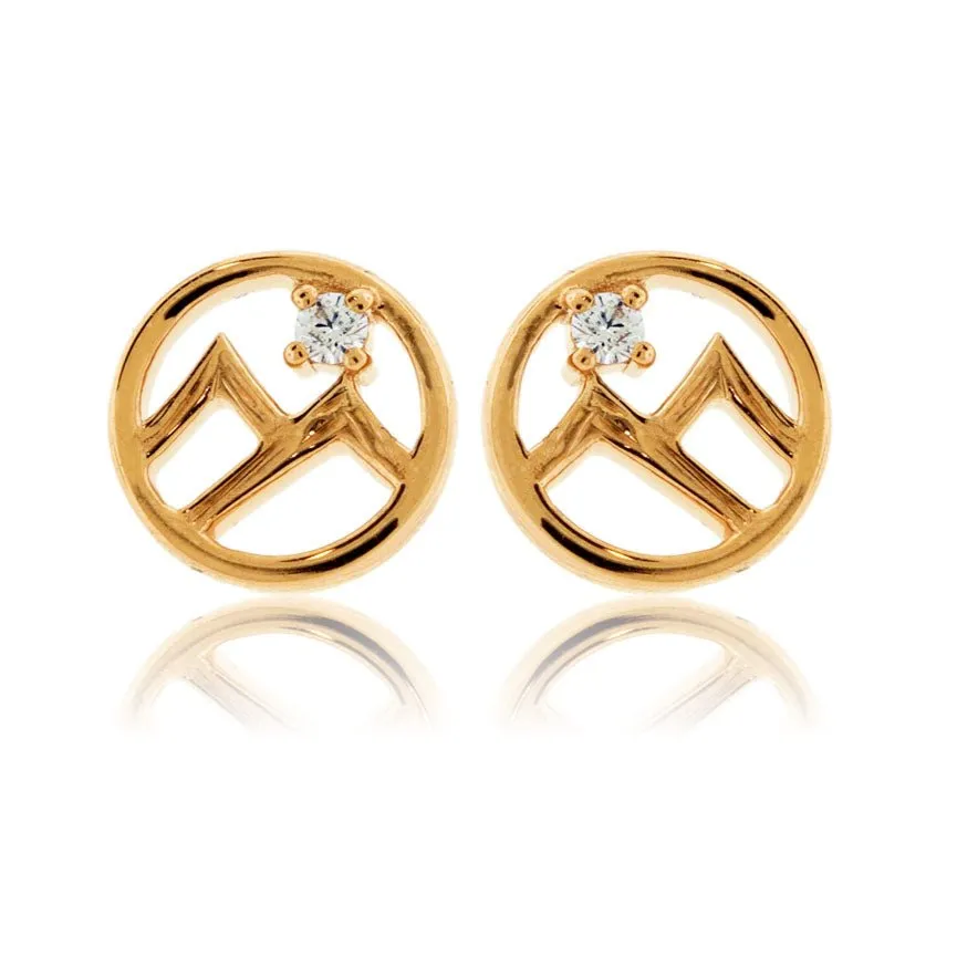 Diamond Mountain Circle Stud Earrings