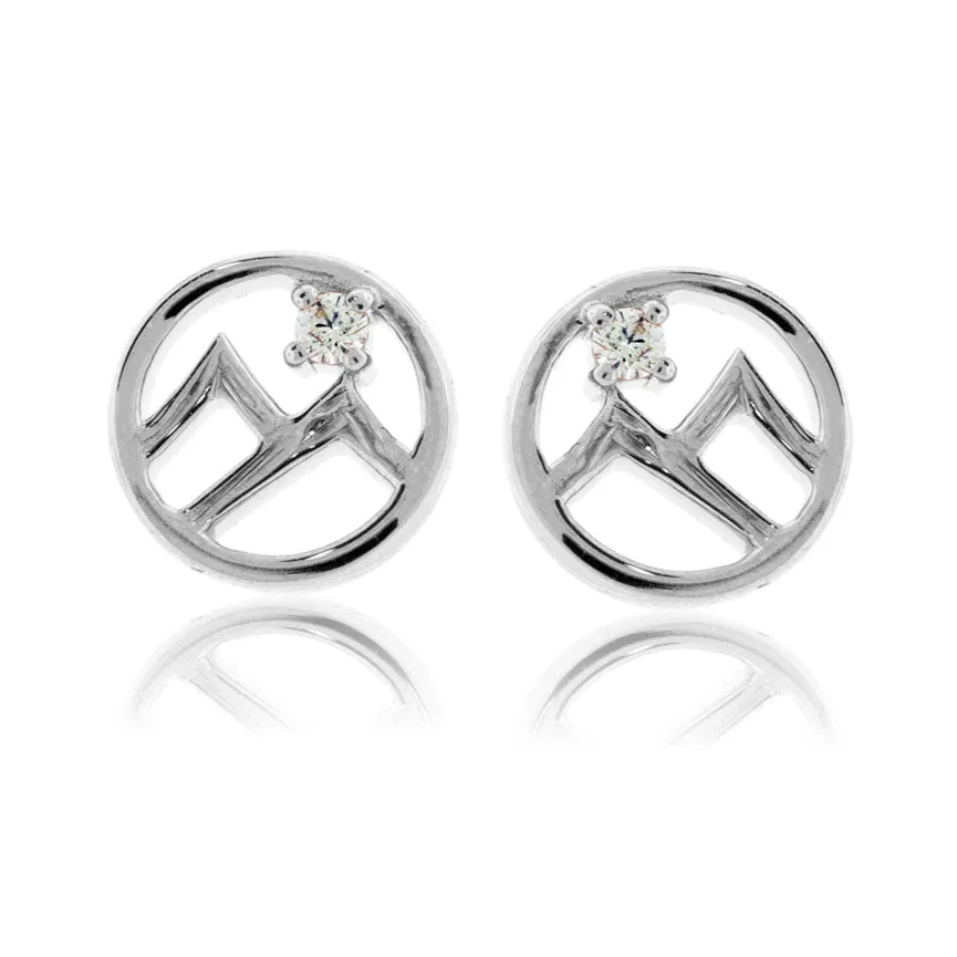 Diamond Mountain Circle Stud Earrings