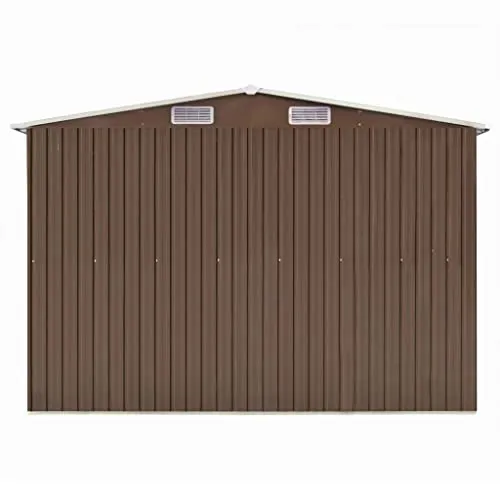 FAMIROSA Garden Storage Shed with Vents Galvanized Steel Double Sliding Doors Outdoor Wood Storage Shed Patio Lawn Care Equipment Pool Supplies Organizer 101.2"x389.8"x71.3"