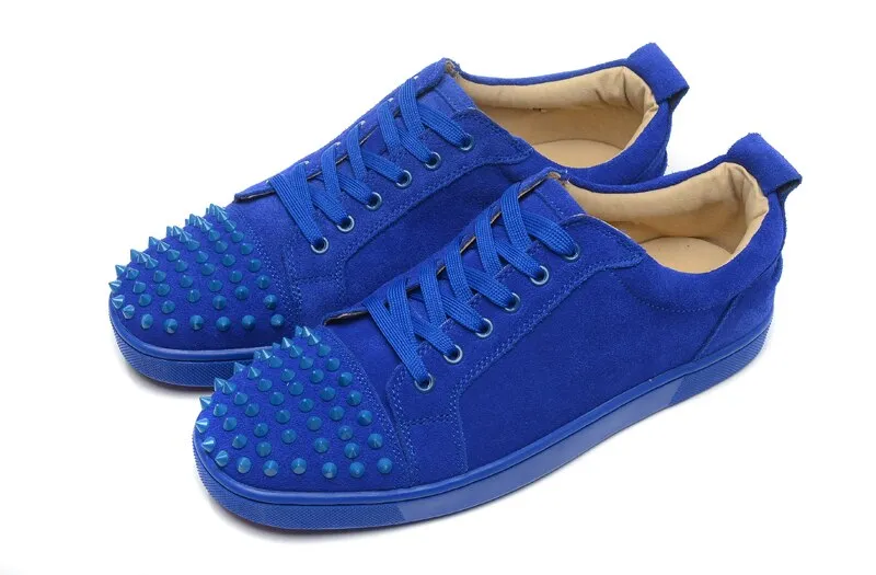 Fashion Flock Unisex Casual Sneakers Mens Solid Rivets Red Black Low Top Bottom Flats Blue Fashion Laofers Lace-Up Shoes Size 47