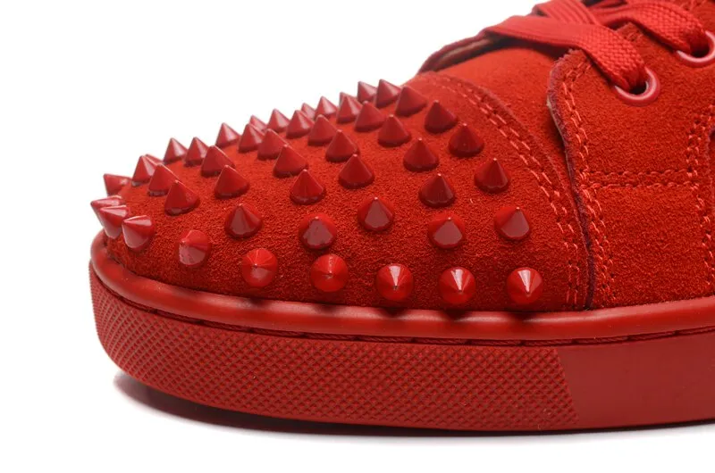 Fashion Flock Unisex Casual Sneakers Mens Solid Rivets Red Black Low Top Bottom Flats Blue Fashion Laofers Lace-Up Shoes Size 47