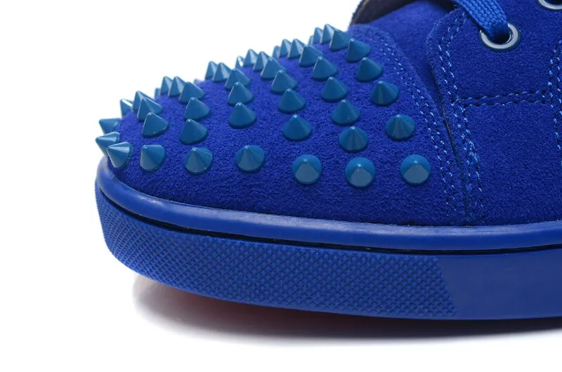 Fashion Flock Unisex Casual Sneakers Mens Solid Rivets Red Black Low Top Bottom Flats Blue Fashion Laofers Lace-Up Shoes Size 47