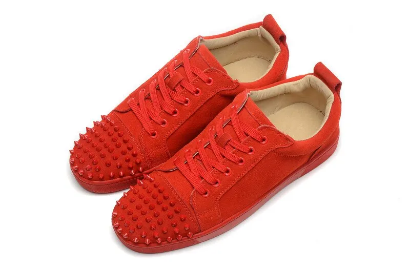 Fashion Flock Unisex Casual Sneakers Mens Solid Rivets Red Black Low Top Bottom Flats Blue Fashion Laofers Lace-Up Shoes Size 47